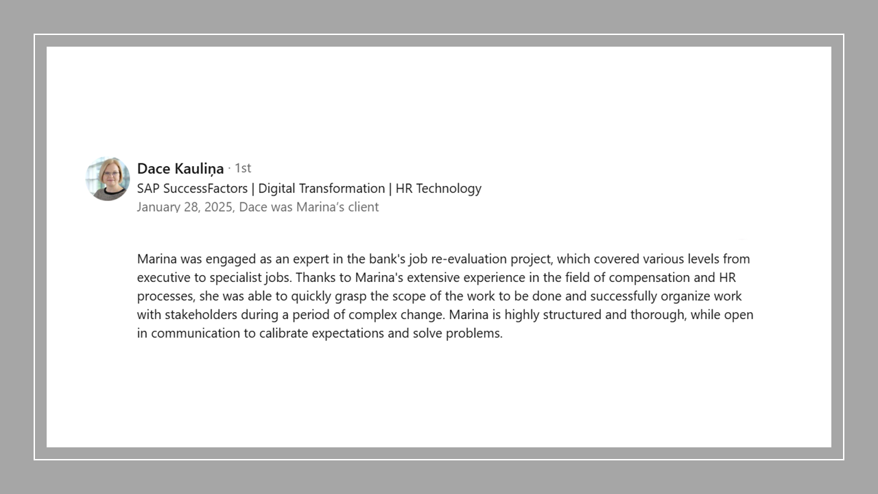 Reference for consulting project with Luminor